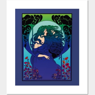 Art Deco Lady (blue) Posters and Art